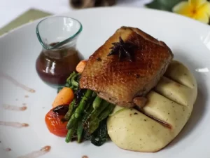 sous vide confit duck crostini